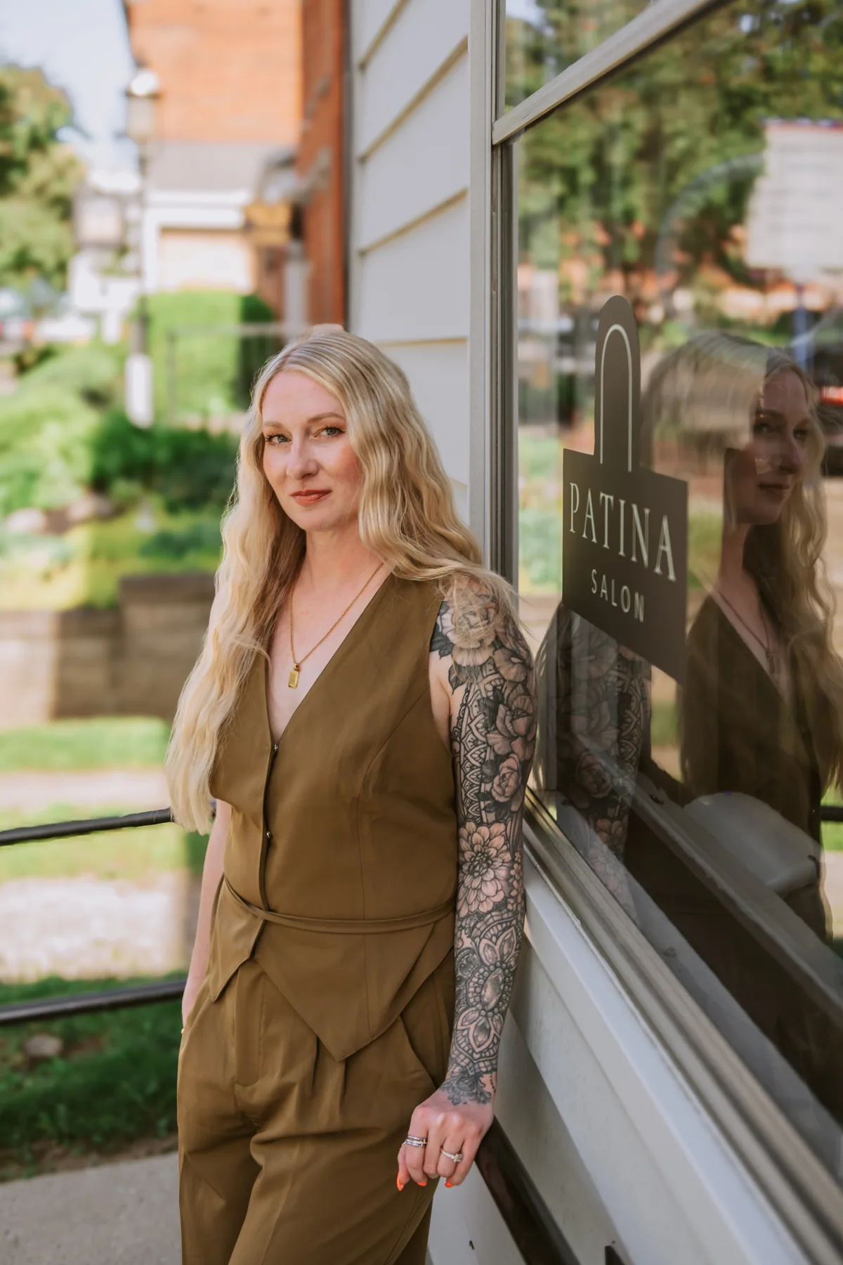 Kayla Haddad, founder of Patina Salon, outside the storefront at 27 West Central Ave, Delaware Ohio